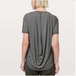 Lululemon Fall In Place Short Sleeve High-Low Modal Jersey Tee Heathered Black 6